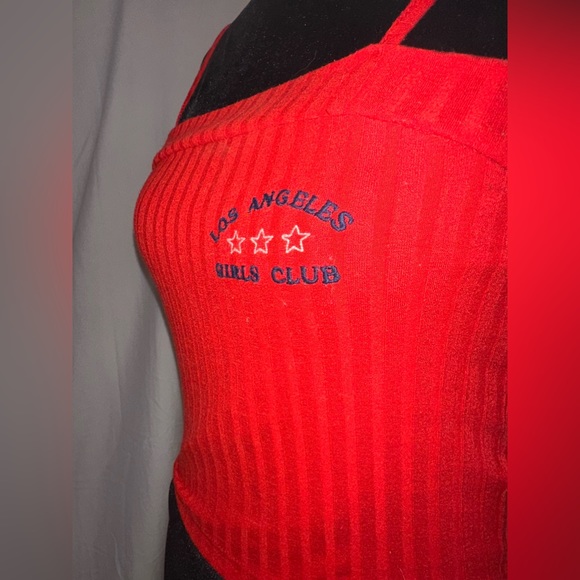 Red Ribbed Crop Top - Picture 1 of 4